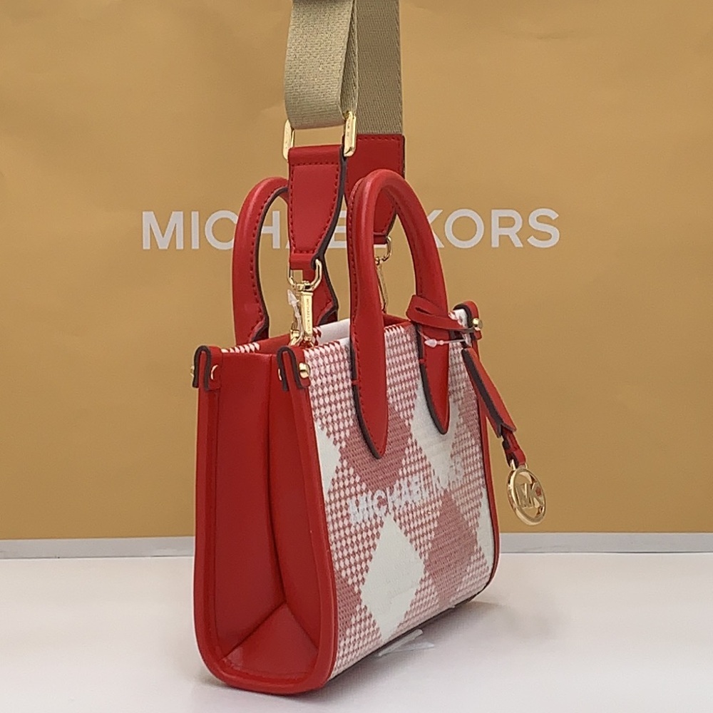 Michael Kors Mirella Extra-Small Logo Crossbody XBODY Shopper Bag Bright Red NWT - Picture 9 of 16